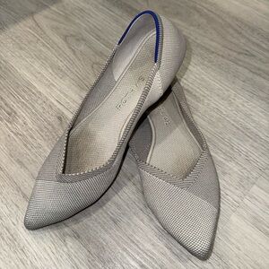 Rothys The Point Shoes Women Size 8.5 Gray Ballet Flats Knit Slip On Casual